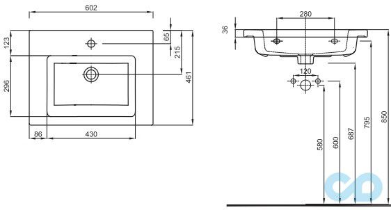 розміри раковина меблева kolo twins l51960900