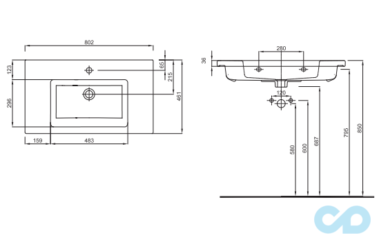 раковина меблева kolo twins l51980900 розміри