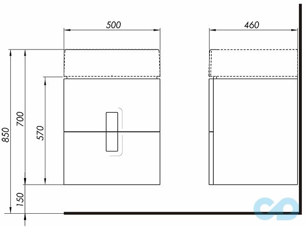 креслення Шафка під умивальник Kolo Twins 89491000