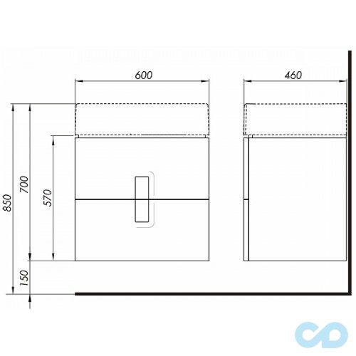 креслення Шафка під умивальник Kolo Twins 89493000