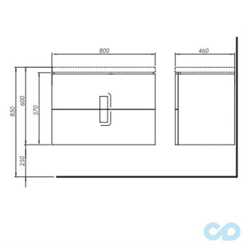 креслення Шафка під умивальник Kolo Twins 89554000