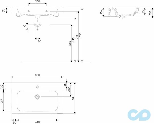 размеры раковина kolo modo l31980000