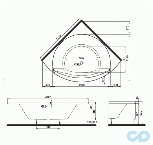 розміри ванна акрилова kolo magnum xwn3055000