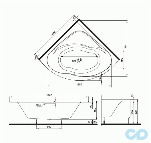 розміри ванна акрилова kolo inspiration xwn3040000