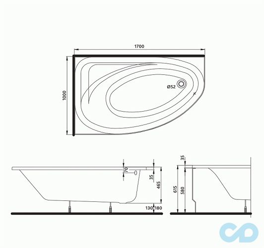 розміри ванна акрилова kolo spring xwa3071000