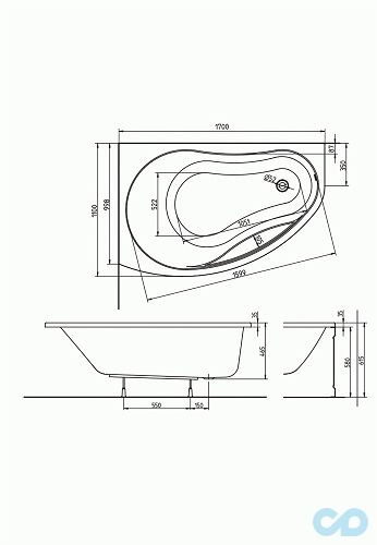 розміри ванна акрилова kolo promise xwa3271000