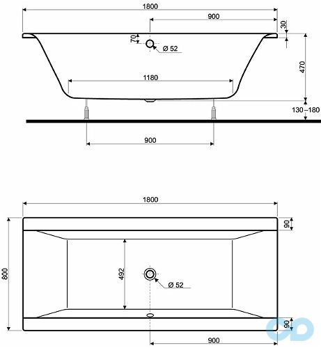 размеры ванна акриловая kolo clarissa xwp2680000