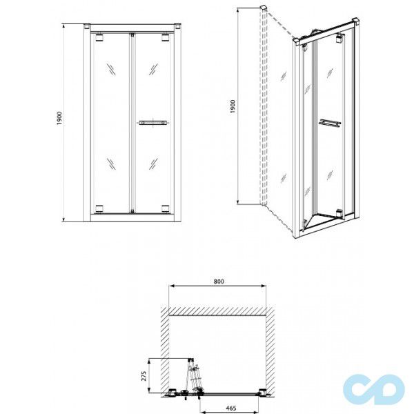 креслення Душові двері Kolo Geo 6 GDRB80205003