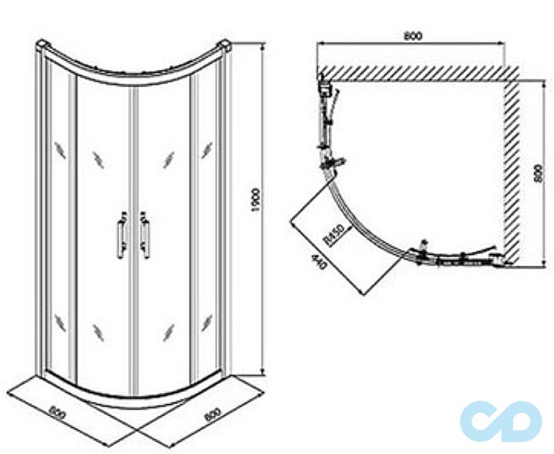 креслення Душова кабіна Kolo Geo 6 GKPG80205003