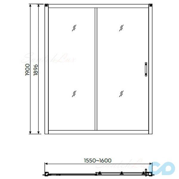 креслення Душові двері Kolo Geo 6 GDRS16222003