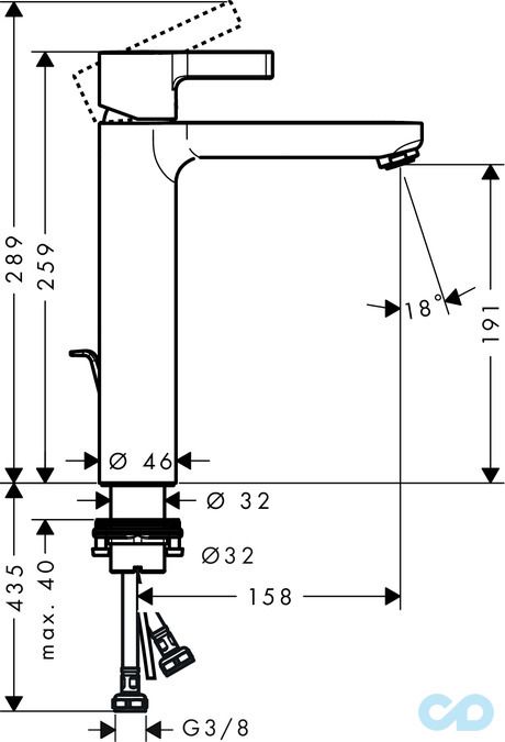 розмір змішувач для раковини hansgrohe metris s 31021000