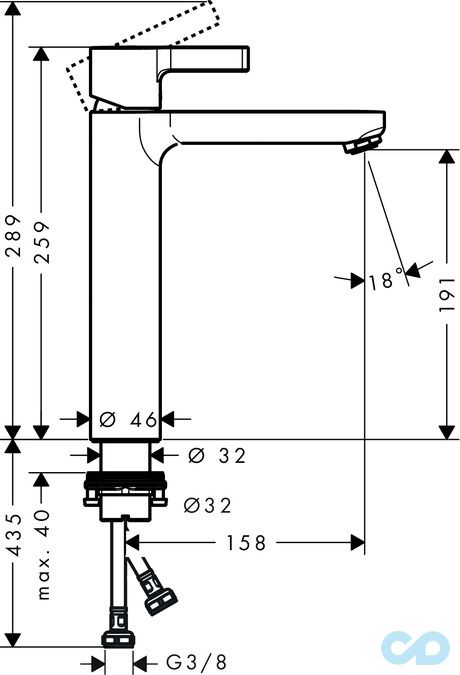 розмір змішувач для раковини hansgrohe metris s 31026000