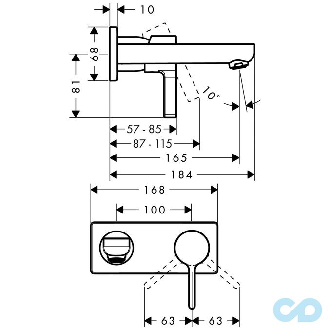 размер смеситель для раковины hansgrohe metris s 31162000