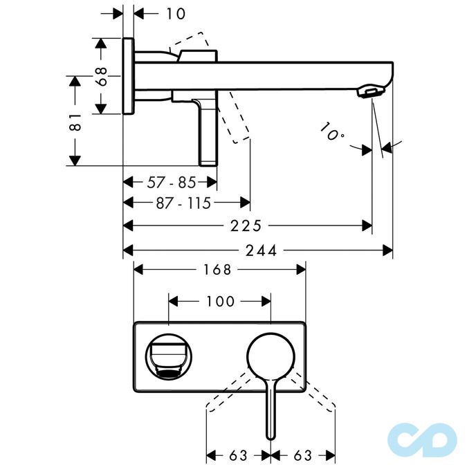 розмір змішувач для раковини hansgrohe metris s 31163000
