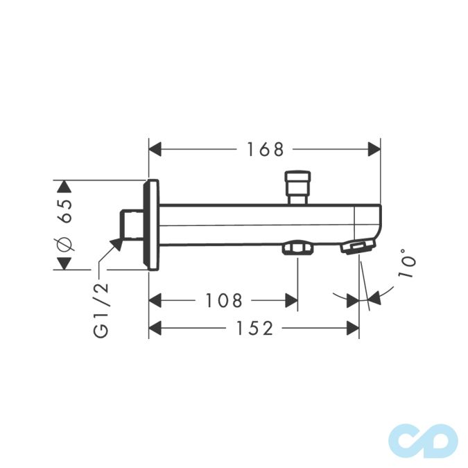 креслення Вилив на ванну Hansgrohe Metris S 31417000