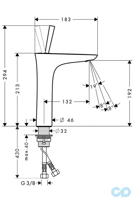 розмір змішувач для раковини hansgrohe puravida 15081000