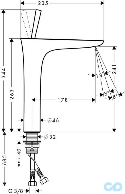 розмір змішувач для раковини hansgrohe puravida 15072000