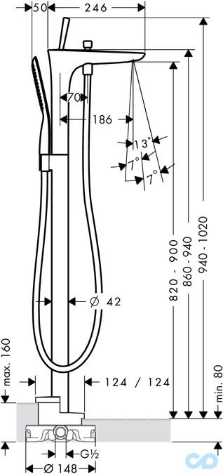 розмір змішувач для ванни hansgrohe puravida 15473000