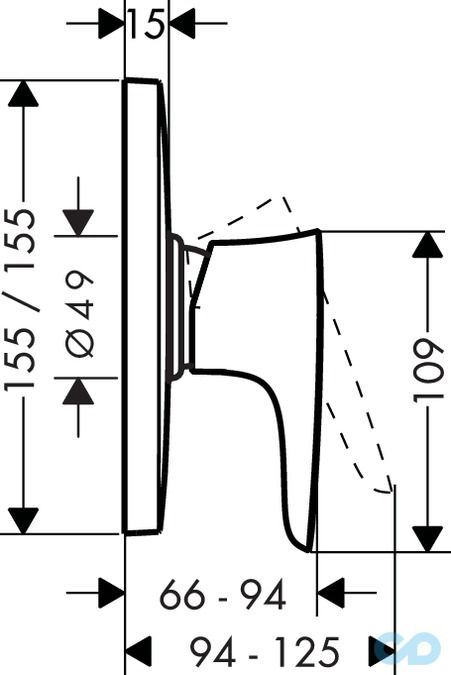 креслення Змішувач для душа Hansgrohe PuraVida 15665000