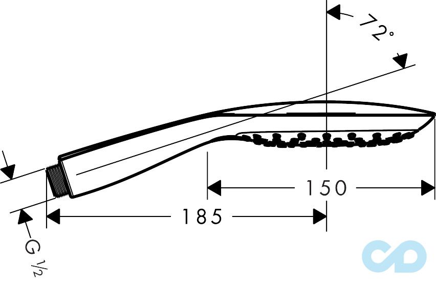 креслення Ручний душ Hansgrohe PuraVida 150 28557000
