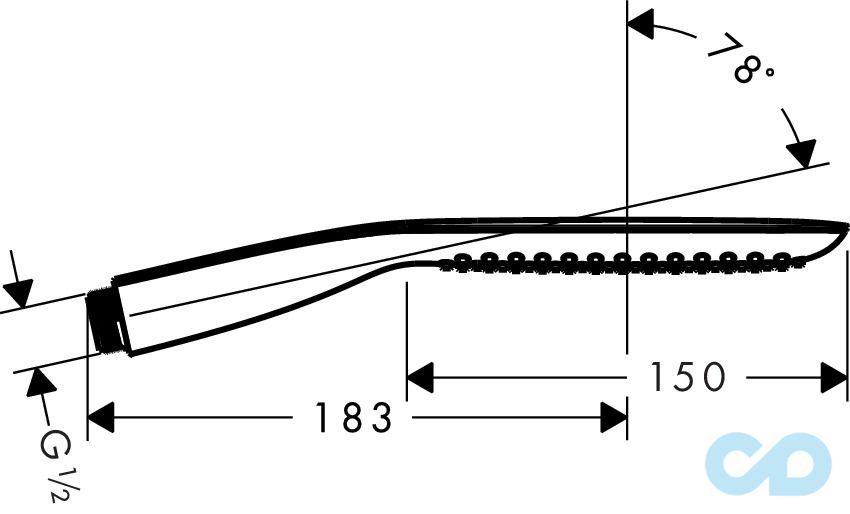 креслення Ручний міні-душ Hansgrohe PuraVida 28558000