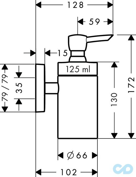 креслення Дозатор рідкого мила Hansgrohe PuraVida 41503000