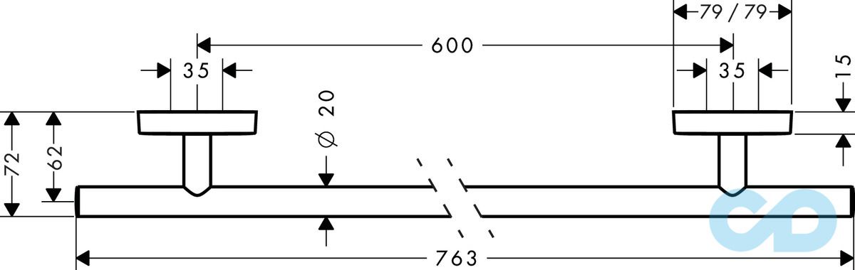 креслення Тримач для рушників Hansgrohe PuraVida 41506000