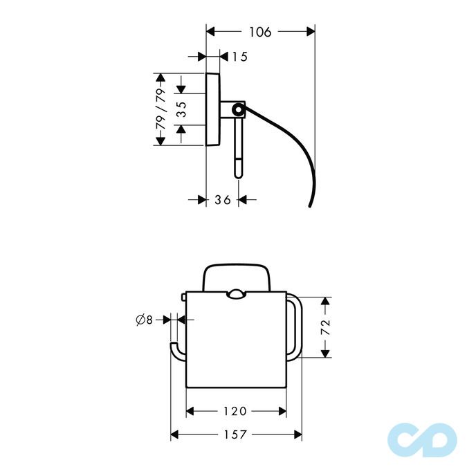 креслення Тримач паперу Hansgrohe PuraVida 41508000