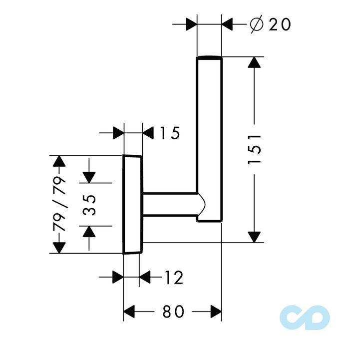 креслення Тримач запасного рулону Hansgrohe PuraVida 41518000