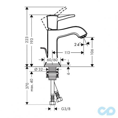 розмір змішувач для раковини hansgrohe metropol classic 31300090
