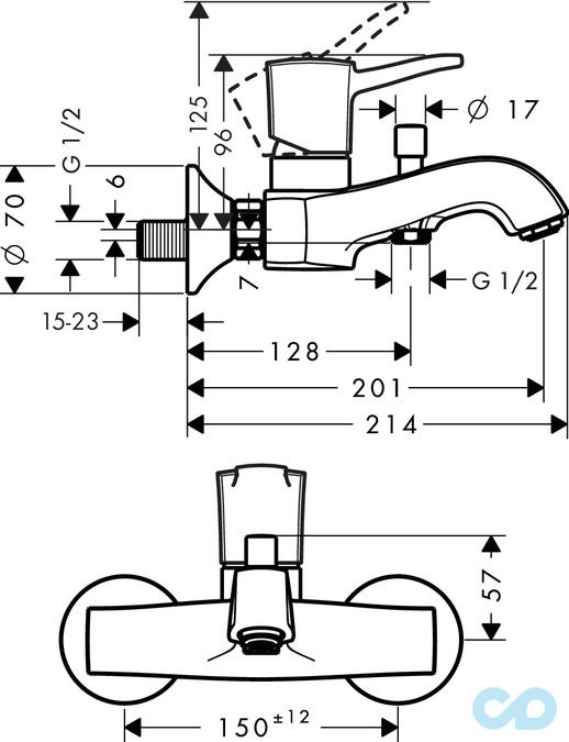 розмір змішувач для ванни hansgrohe metropol classic 31340090