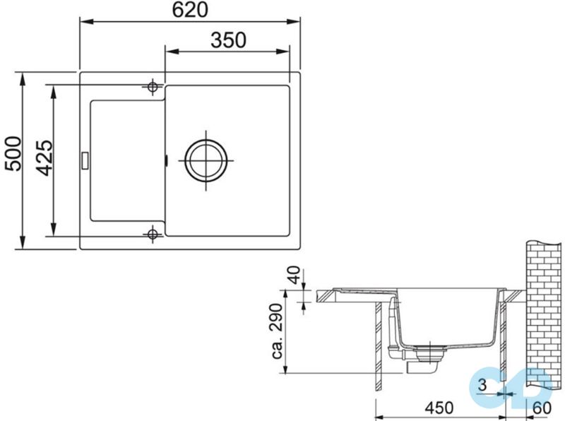 розміри кухонна мийка franke maris mrg 008 шоколад