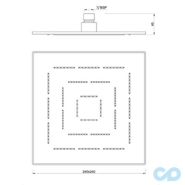 креслення Верхній душ Jaquar Maze OHS-CHR-один тисячу шістсот двадцять дев'ять