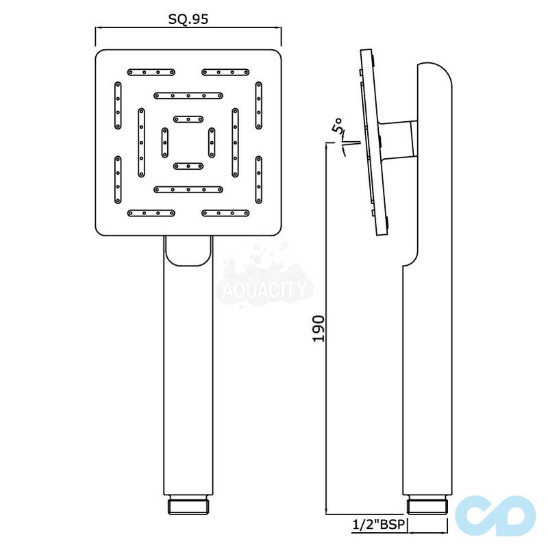 креслення Ручний душ Jaquar Alive Maze HSH-CHR-+1655