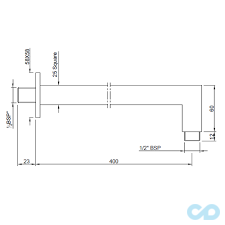 креслення Душовий кронштейн Jaquar SHA-CHR-455L400