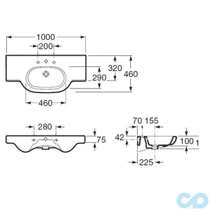 креслення Раковина Roca Meridian A32724B000