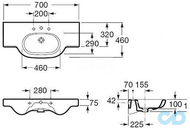 креслення Раковина Roca Meridian A327240000