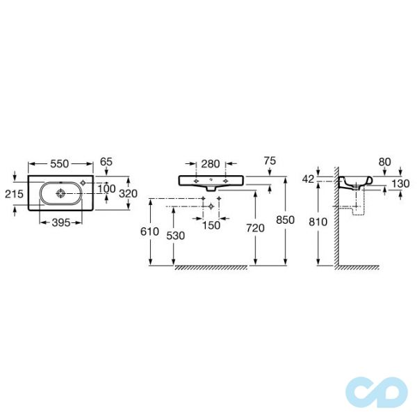 креслення Раковина Roca Meridian A32724Y000