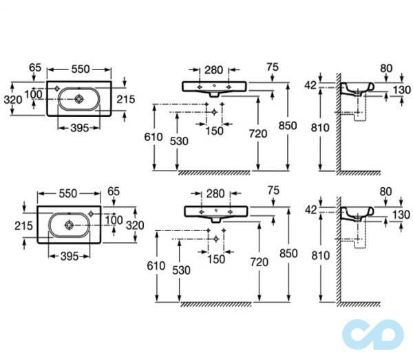 креслення Раковина Roca Meridian A32724Z000