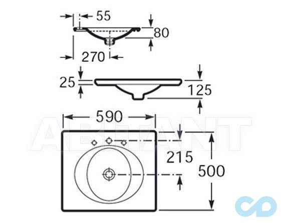 креслення Раковина Roca Kalahari A327894000