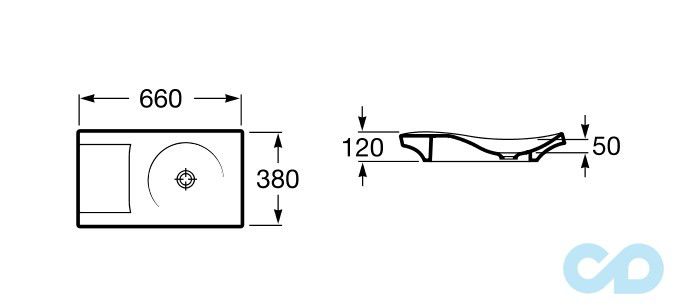 креслення Раковина Roca Urbi A327226000