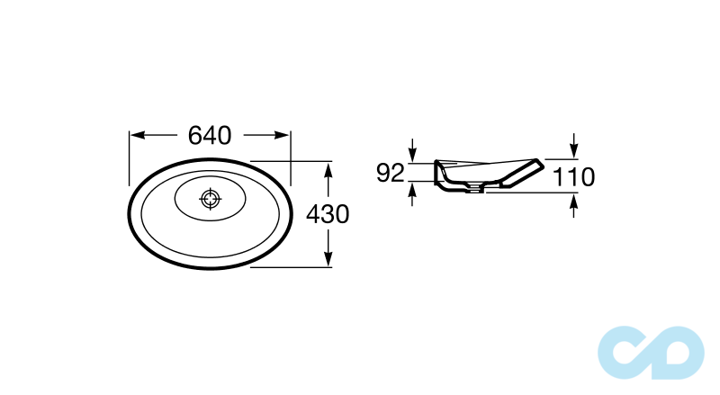креслення Раковина Roca Urbi A32722B000