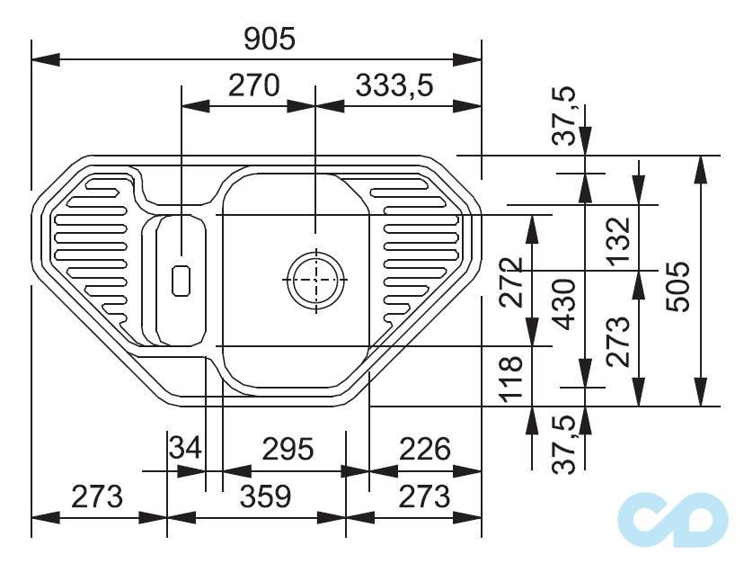кухонная мойка franke euroform efg 448 графит размер