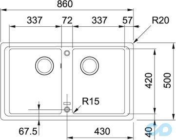 розміри кухонна мийка franke basis bfg 939 бежевий