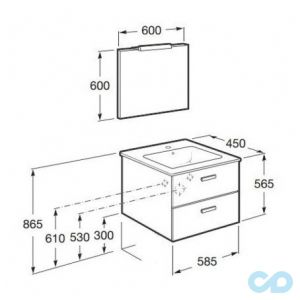 креслення Комплект меблів Roca Victoria 4 в 1 8558542012