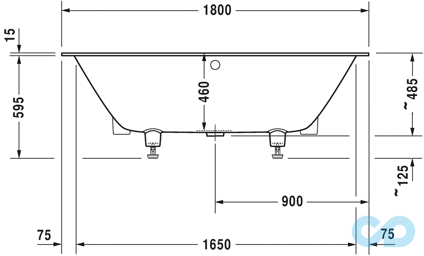 карточка товара ванна duravit duraSquare 700426000000000 размер