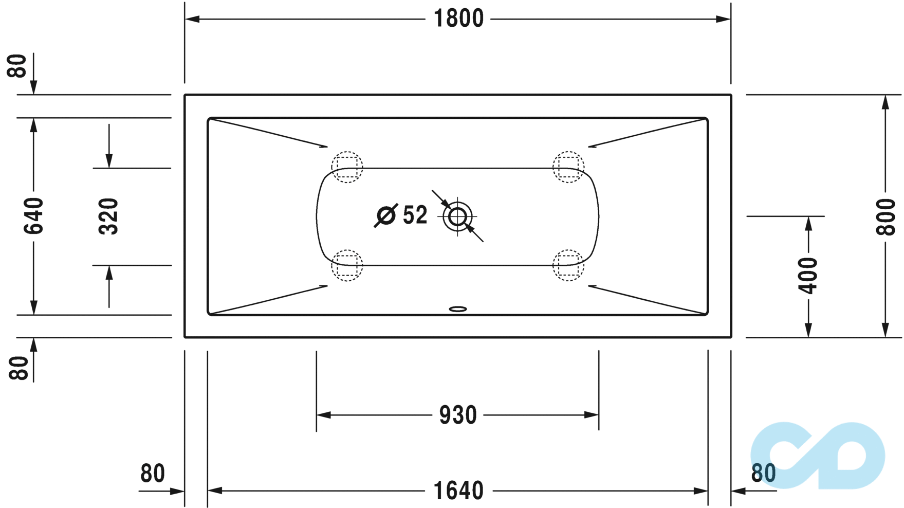 размер ванна duravit duraSquare 700426000000000 карточка товара