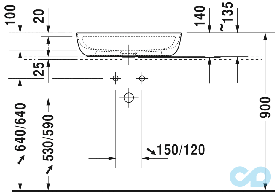 раковина накладная duravit luv 0380600000 размер