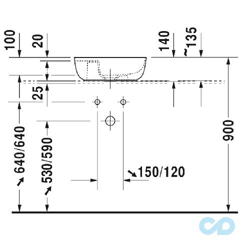 міні раковина накладна duravit luv 0381420000 розмір