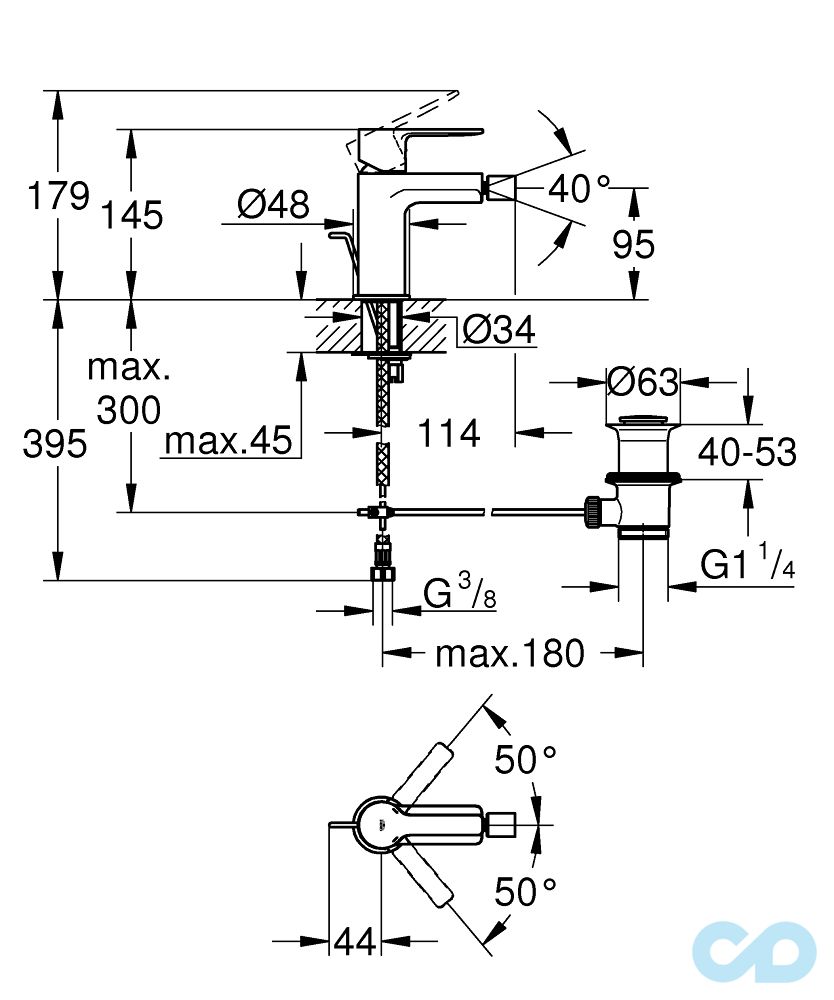 розмір змішувач для біде grohe lineare 33848001 s-size